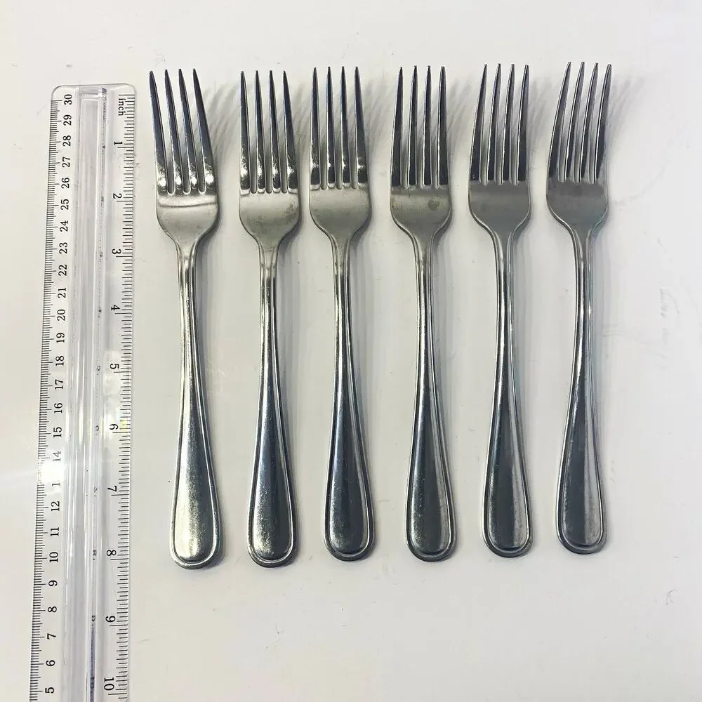 Set of 6 Stainless China Dinner Forks 7.5” Silver Flatware Simple Classic